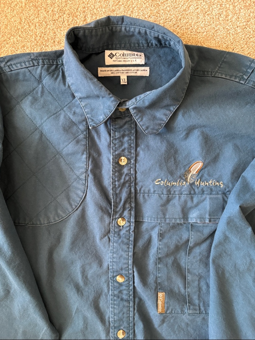 Columbia Men’s Teal Button-Front Hunting Shirt XL Columbia vintage tan jacket
